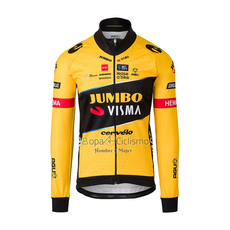 Jumbo Visma Ropa Ciclismo Culotte Largo 2023 Mangas Largas Negro AMarillo